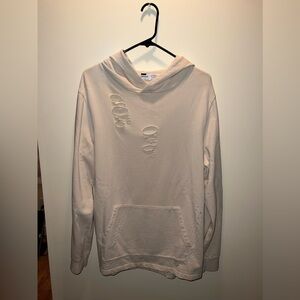 TOPMAN Oversized Distressed Hoodie, Size S, Sand/Beige/Tan Color
